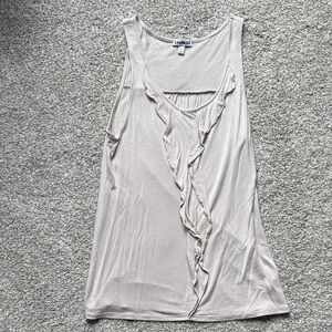 Express Light Beige Tank Top with Ruffle Accent